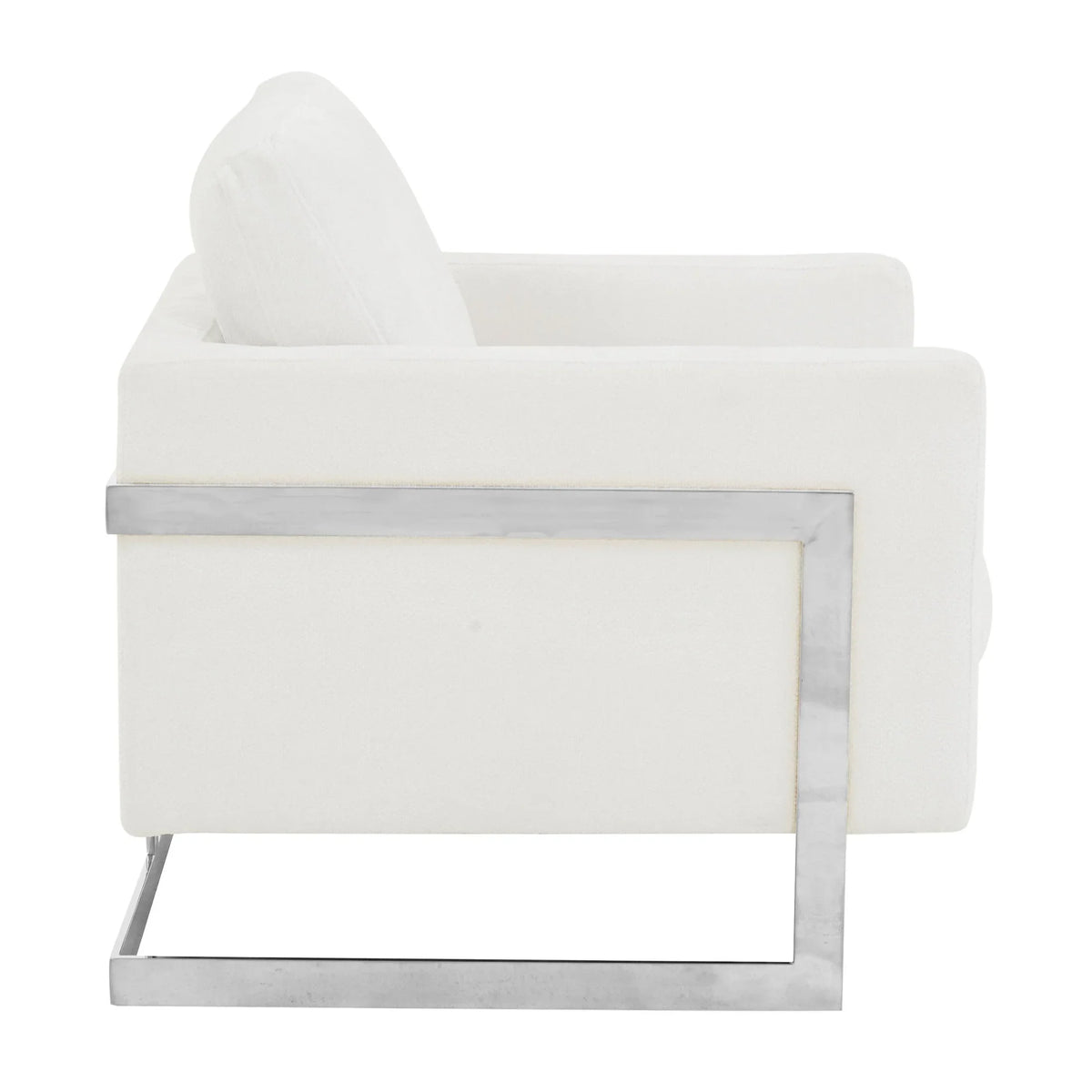 Lincoln Accent Chair Upholstered in Boucle with Black Stainless-Steel Frame - Elax Furniture