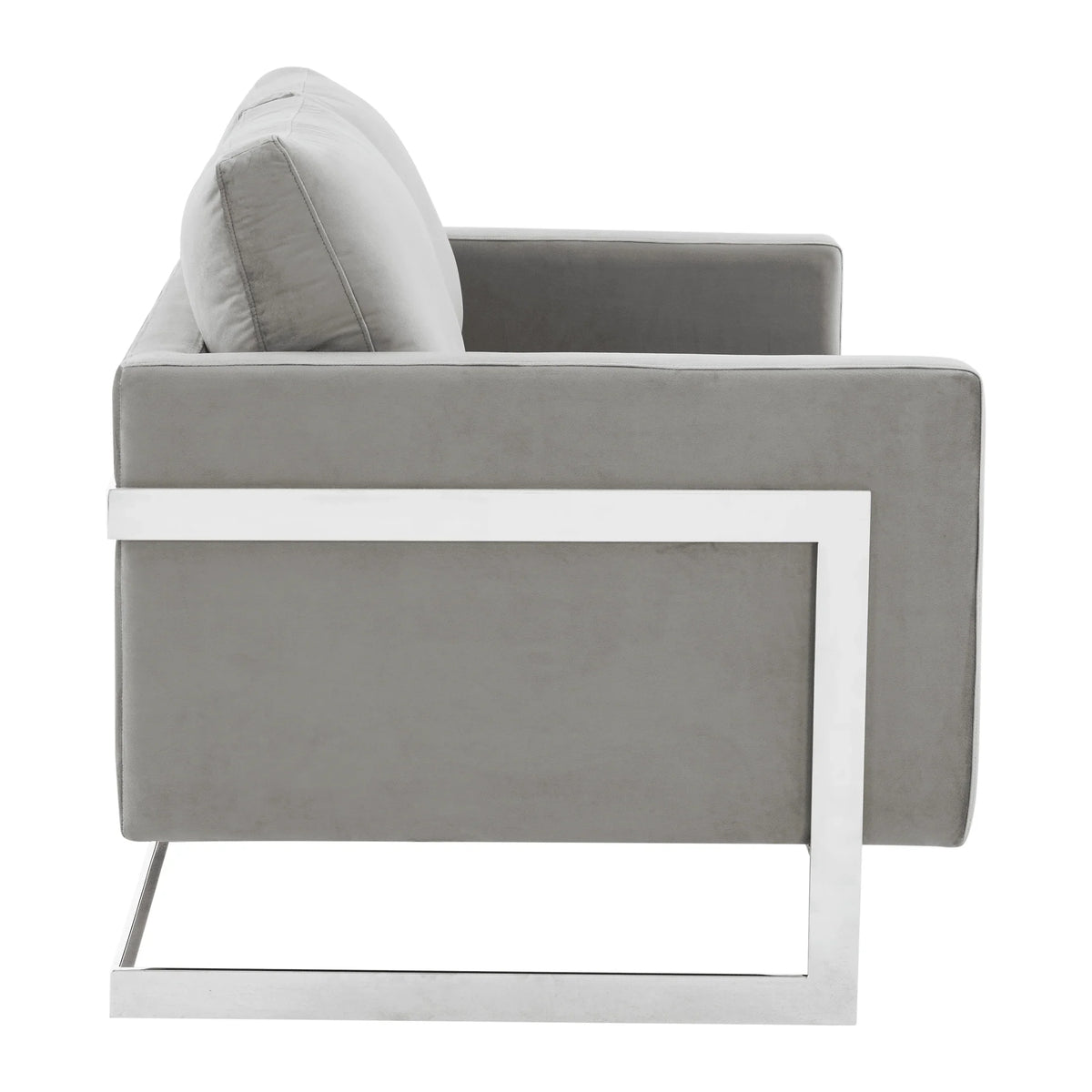 Lincoln Velvet Loveseat Sofa with Removable Cushions and Chromed Stainless Steel Frame - Elax Furniture