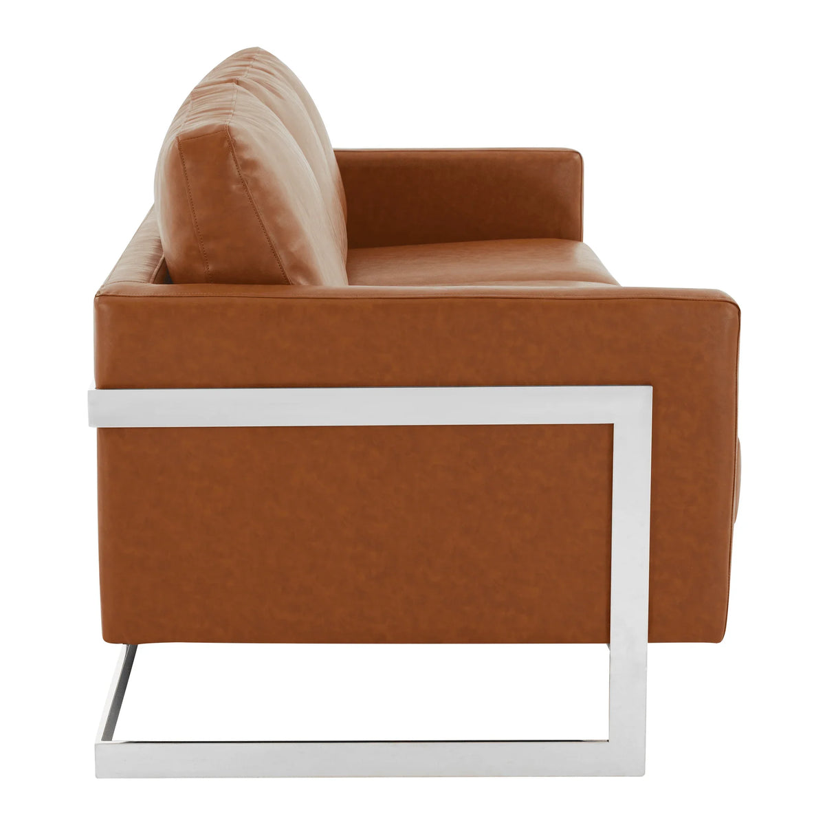 Lincoln 3-Seater Sofa Upholstered in Leather with Chrome Stainless Steel Frame - Elax Furniture