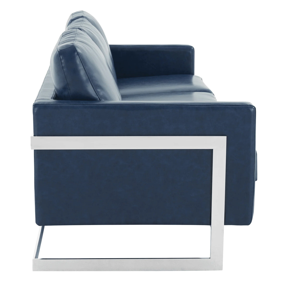 Lincoln 3-Seater Sofa Upholstered in Leather with Chrome Stainless Steel Frame - Elax Furniture