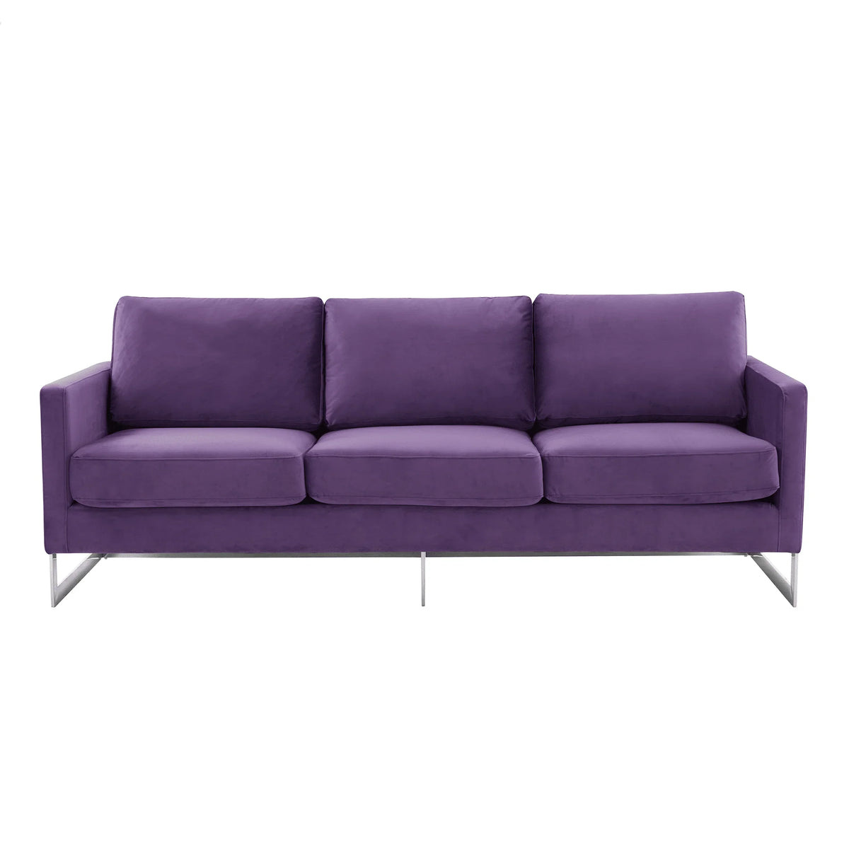Lincoln 3-Seater Sofa Upholstered in Velvet Fabric with Chrome Stainless Steel Frame - Elax Furniture
