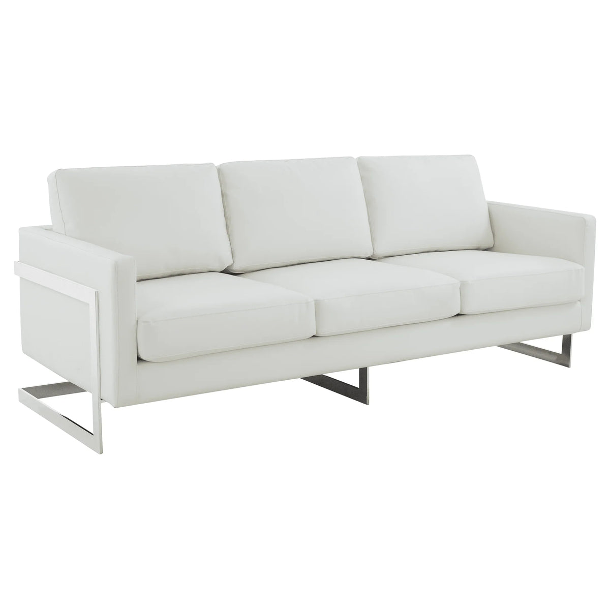 Lincoln 3-Seater Sofa Upholstered in Leather with Chrome Stainless Steel Frame - Elax Furniture