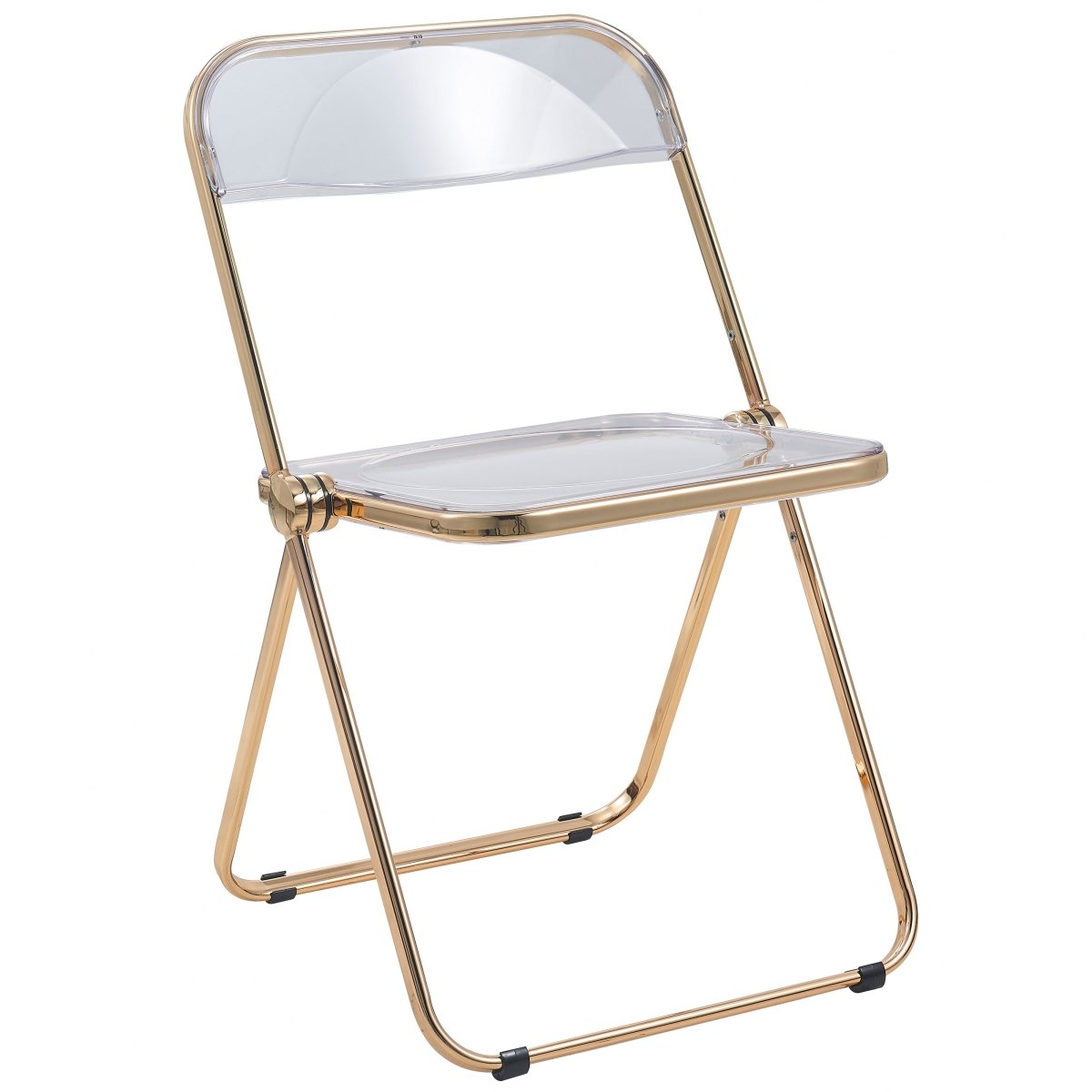 Lawrence Acrylic Folding Chair With Metal Frame Gold Clear Folding Chair Leisuremod