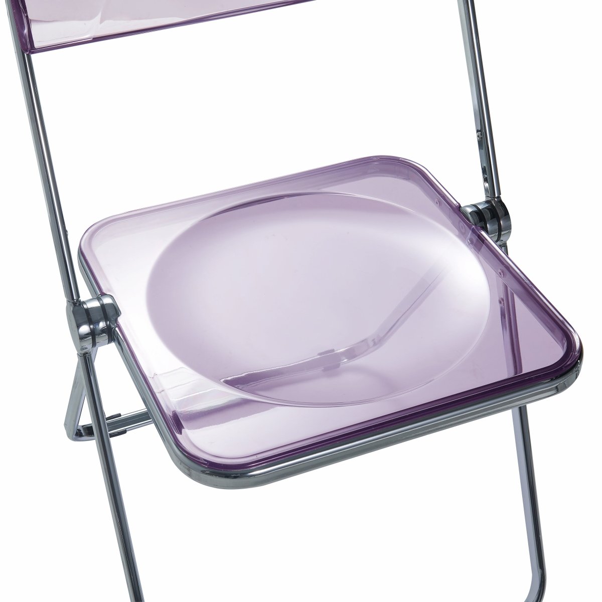 Lawrence Acrylic Folding Chair With Metal Frame Chrome Magenta Folding Chair Leisuremod