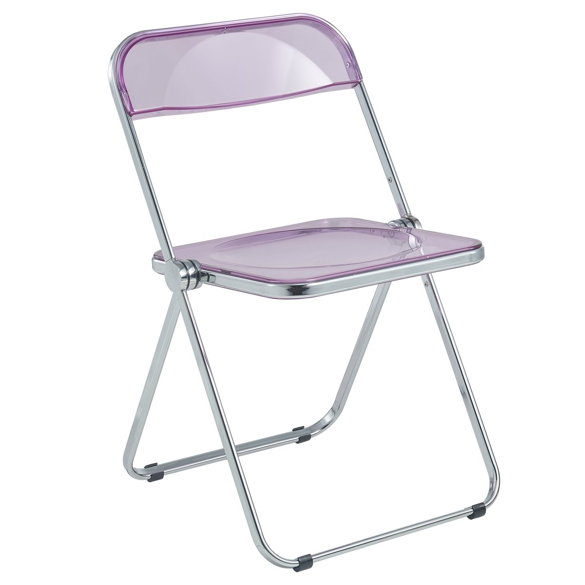 Lawrence Acrylic Folding Chair With Metal Frame Chrome Magenta Folding Chair Leisuremod