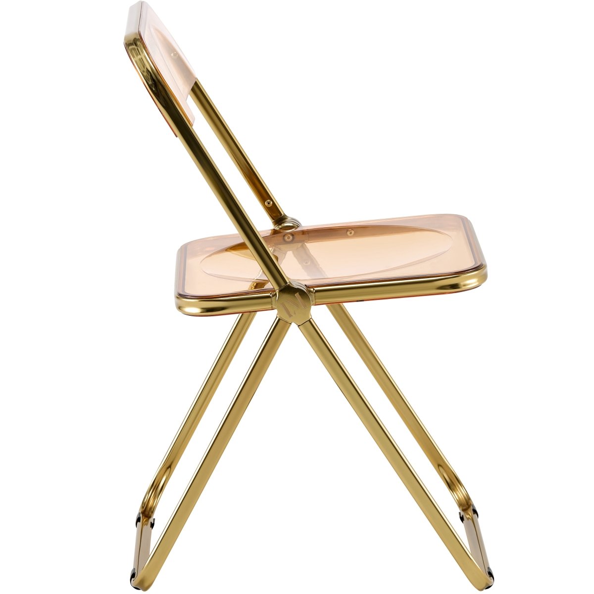 Lawrence Acrylic Folding Chair With Metal Frame Gold Amber Folding Chair Leisuremod