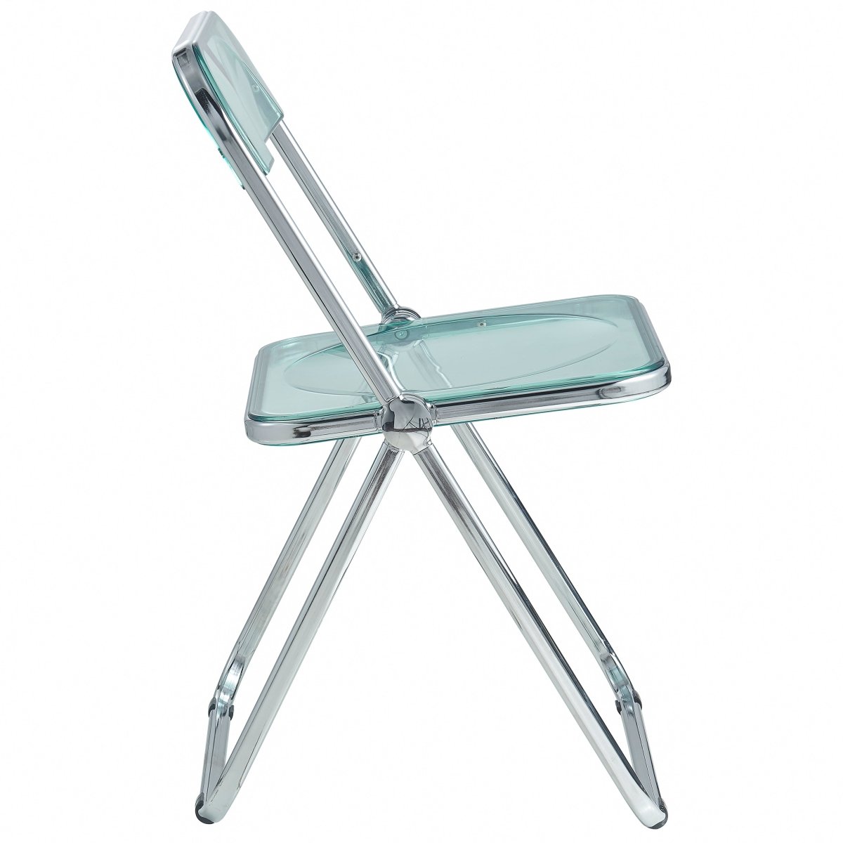 Lawrence Acrylic Folding Chair With Metal Frame Chrome Jade Green Folding Chair Leisuremod