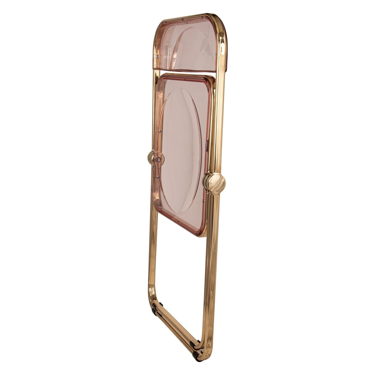 Lawrence Acrylic Folding Chair With Metal Frame Gold Rose Pink Folding Chair Leisuremod
