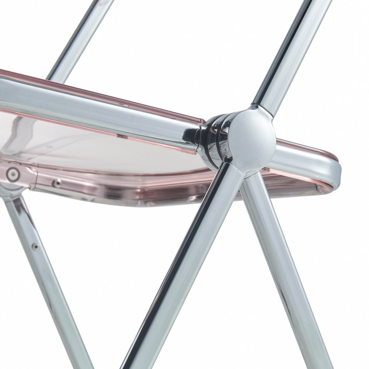 Lawrence Acrylic Folding Chair With Metal Frame Chrome Rose Pink Folding Chair Leisuremod