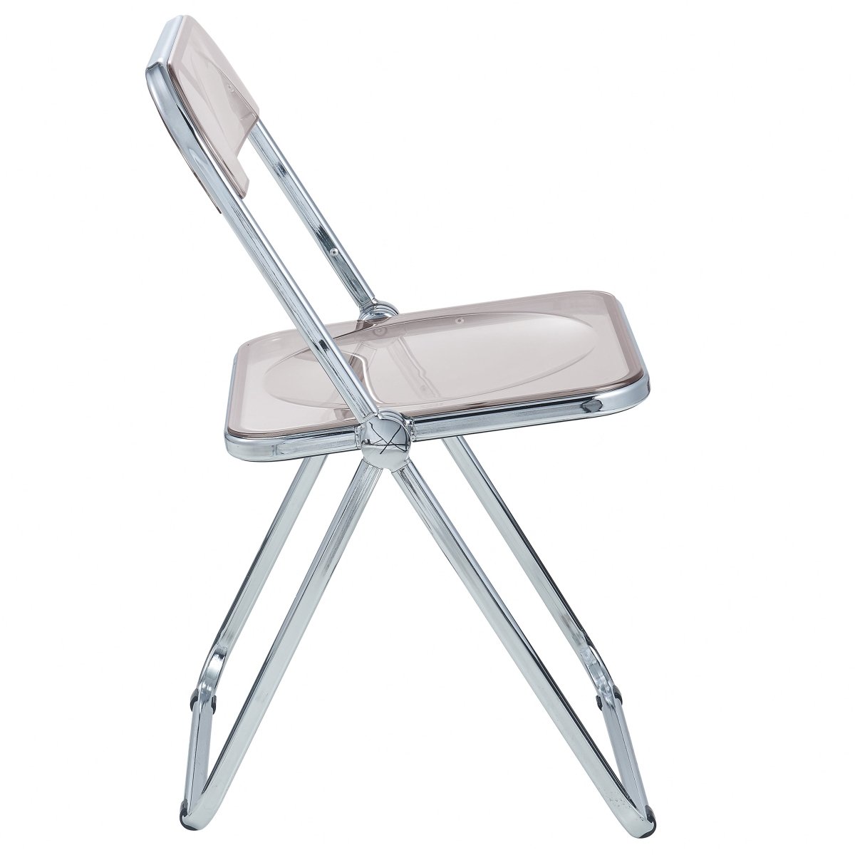 Lawrence Acrylic Folding Chair With Metal Frame Chrome Rose Pink Folding Chair Leisuremod