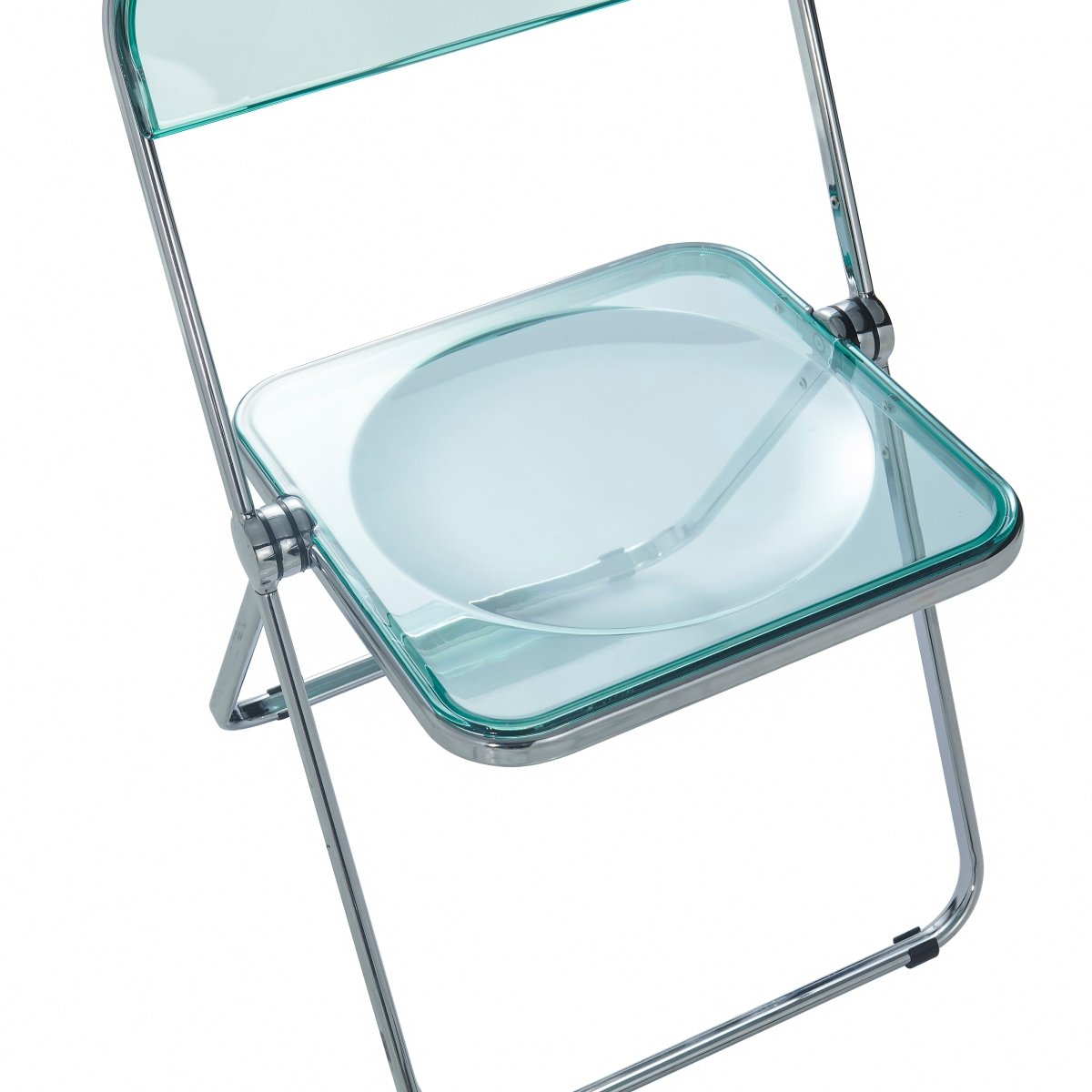 Lawrence Acrylic Folding Chair With Metal Frame Chrome Jade Green Folding Chair Leisuremod