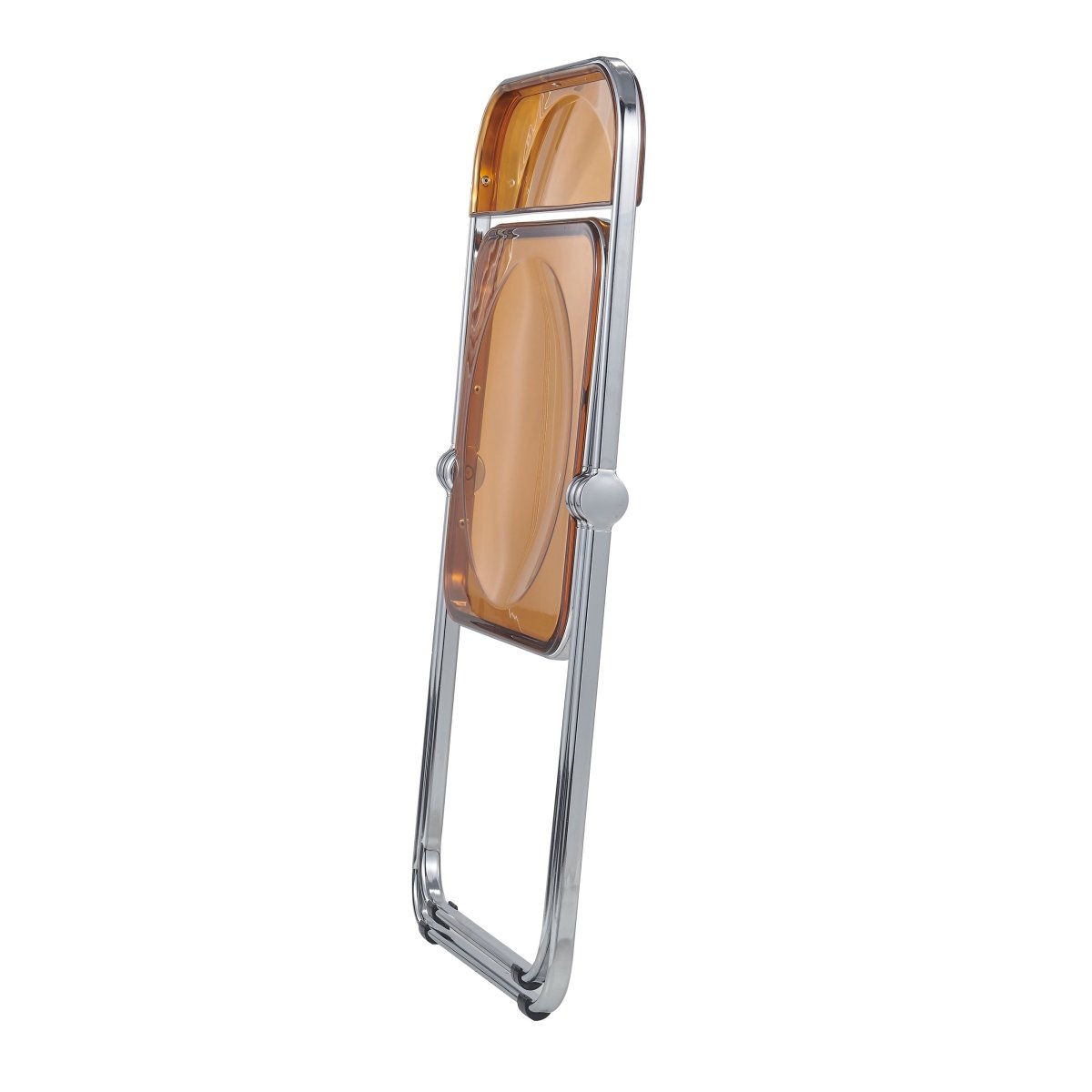 Lawrence Acrylic Folding Chair With Metal Frame Chrome Tangerine Folding Chair Leisuremod