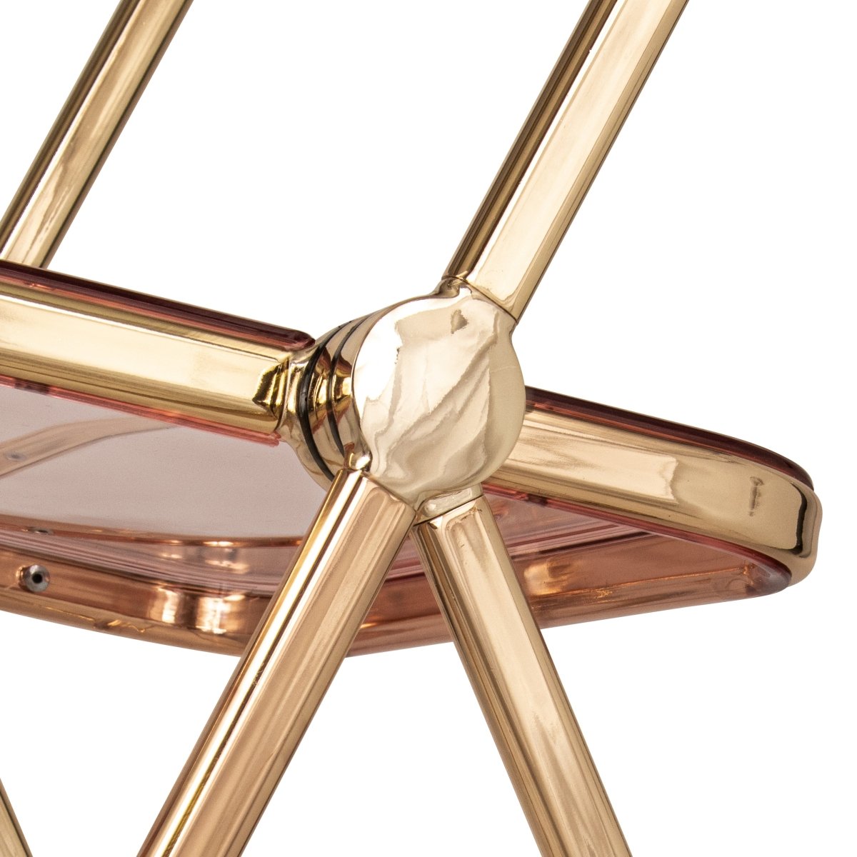 Lawrence Acrylic Folding Chair With Metal Frame Gold Rose Pink Folding Chair Leisuremod