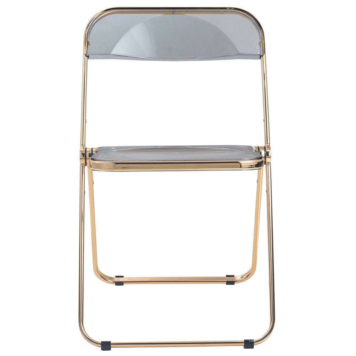 Lawrence Acrylic Folding Chair With Metal Frame Gold Transparent Black Folding Chair Leisuremod