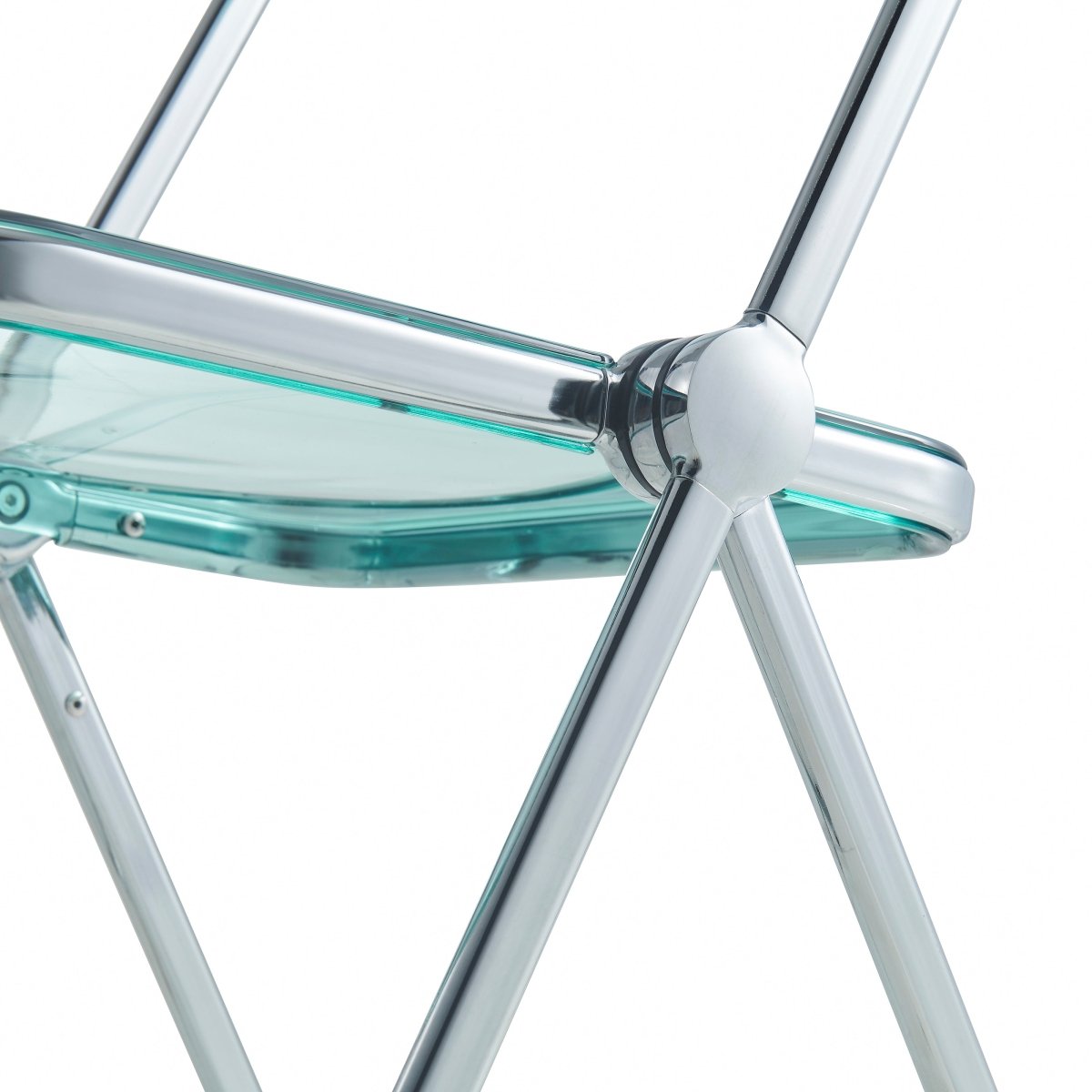 Lawrence Acrylic Folding Chair With Metal Frame Chrome Jade Green Folding Chair Leisuremod