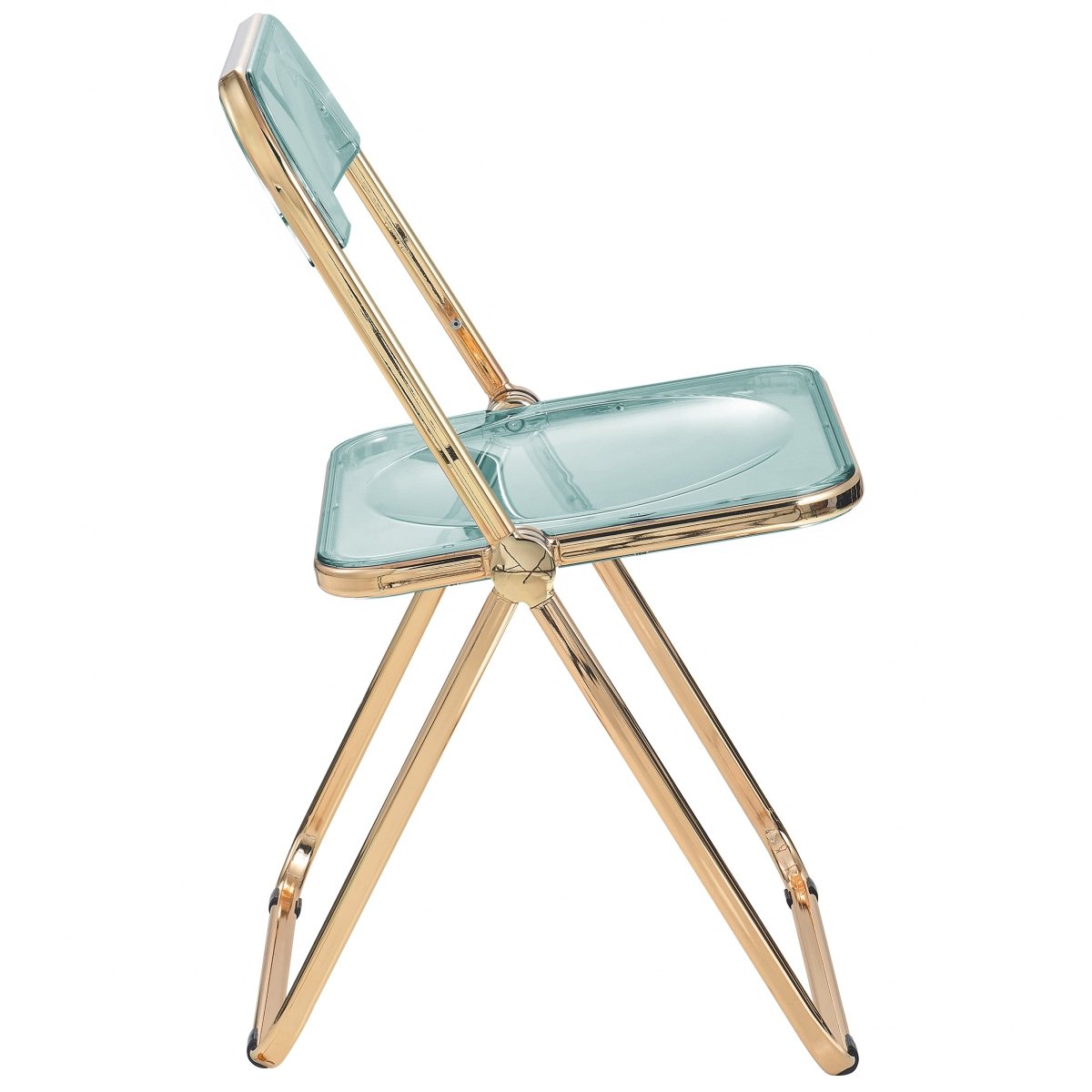 Lawrence Acrylic Folding Chair With Metal Frame Gold Jade Green Folding Chair Leisuremod