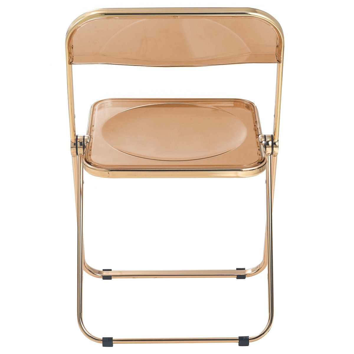 Lawrence Acrylic Folding Chair With Metal Frame Gold Tangerine Folding Chair Leisuremod