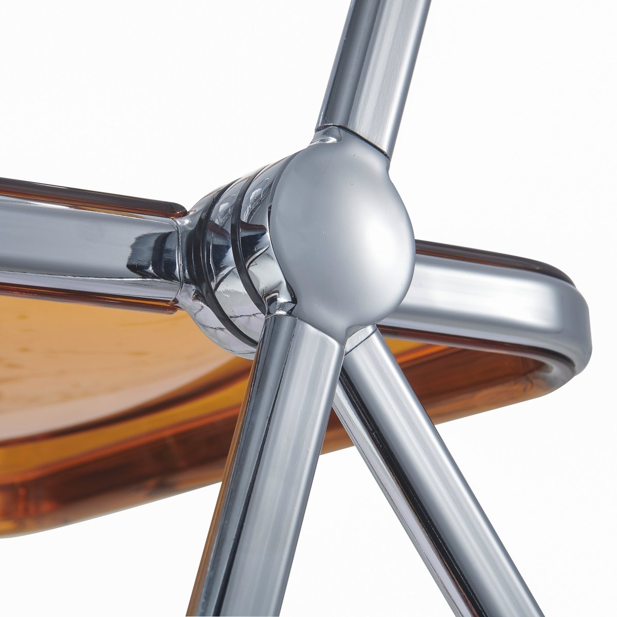 Lawrence Acrylic Folding Chair With Metal Frame Chrome Tangerine Folding Chair Leisuremod