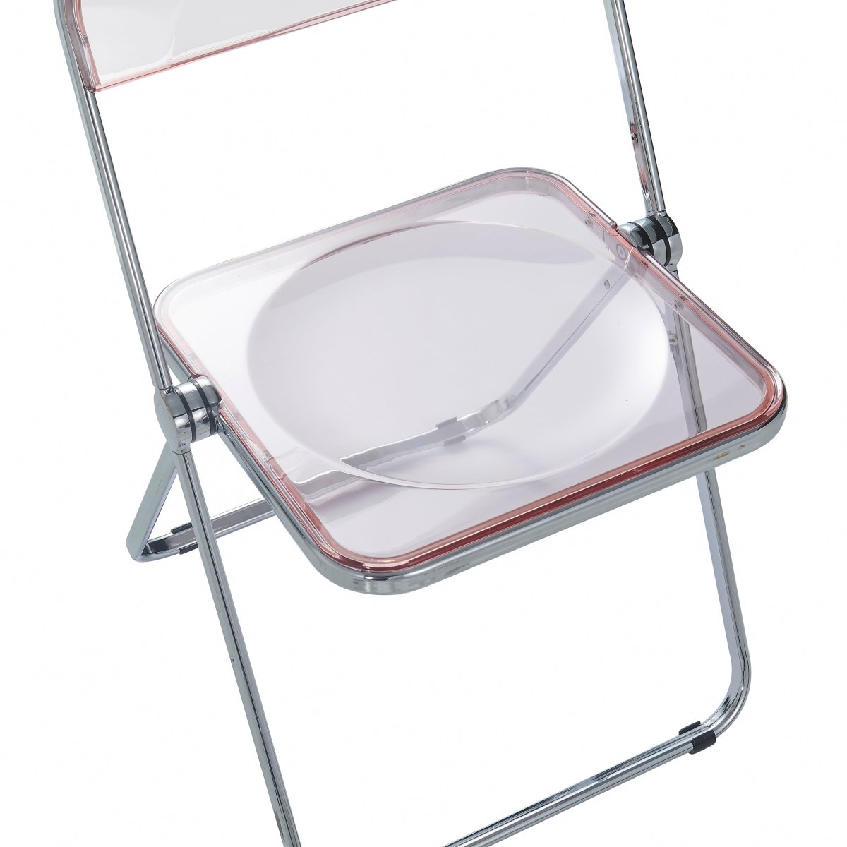 Lawrence Acrylic Folding Chair With Metal Frame Chrome Rose Pink Folding Chair Leisuremod