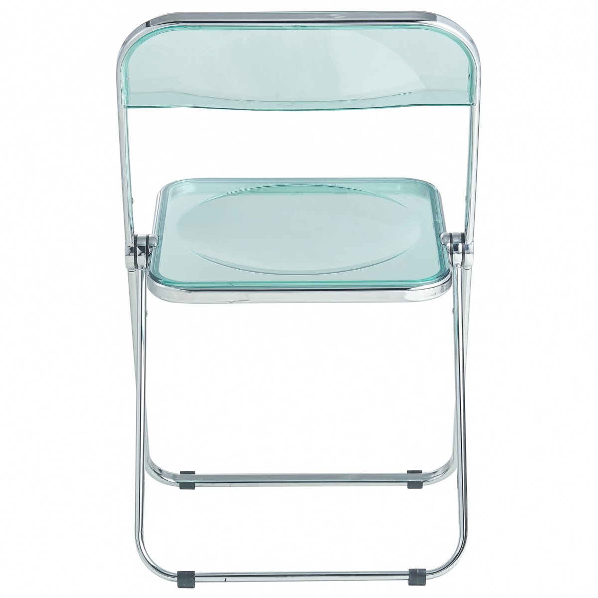 Lawrence Acrylic Folding Chair With Metal Frame Chrome Jade Green Folding Chair Leisuremod