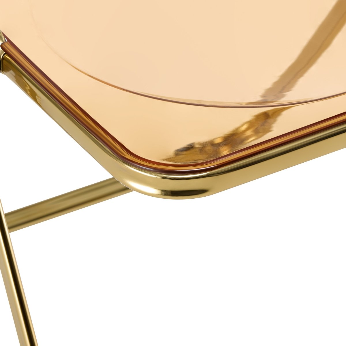 Lawrence Acrylic Folding Chair With Metal Frame Gold Amber Folding Chair Leisuremod