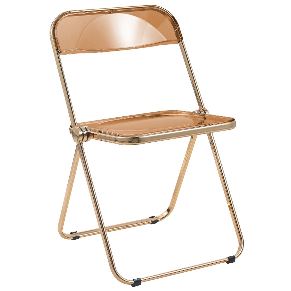 Lawrence Acrylic Folding Chair With Metal Frame Gold Tangerine Folding Chair Leisuremod