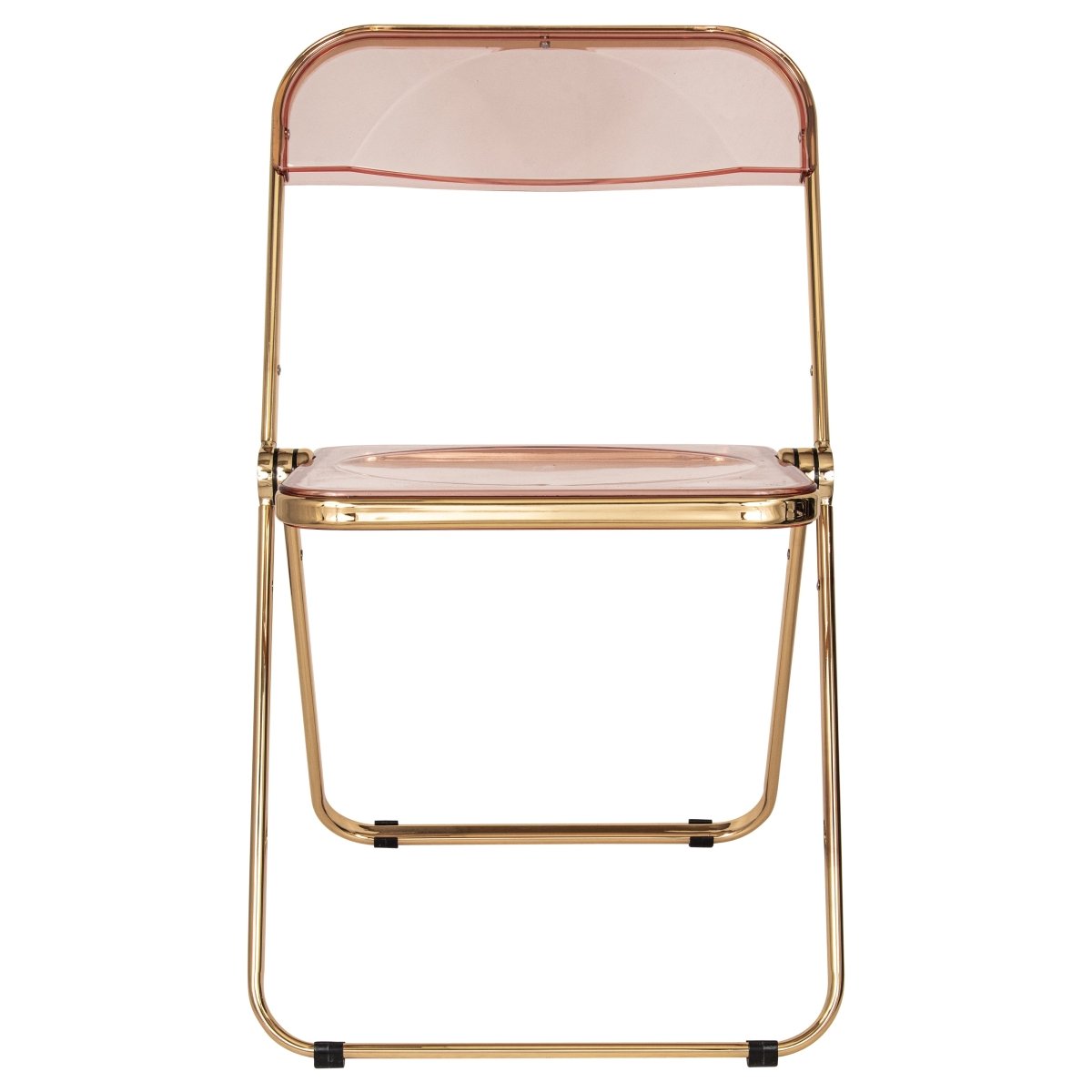 Lawrence Acrylic Folding Chair With Metal Frame Gold Rose Pink Folding Chair Leisuremod