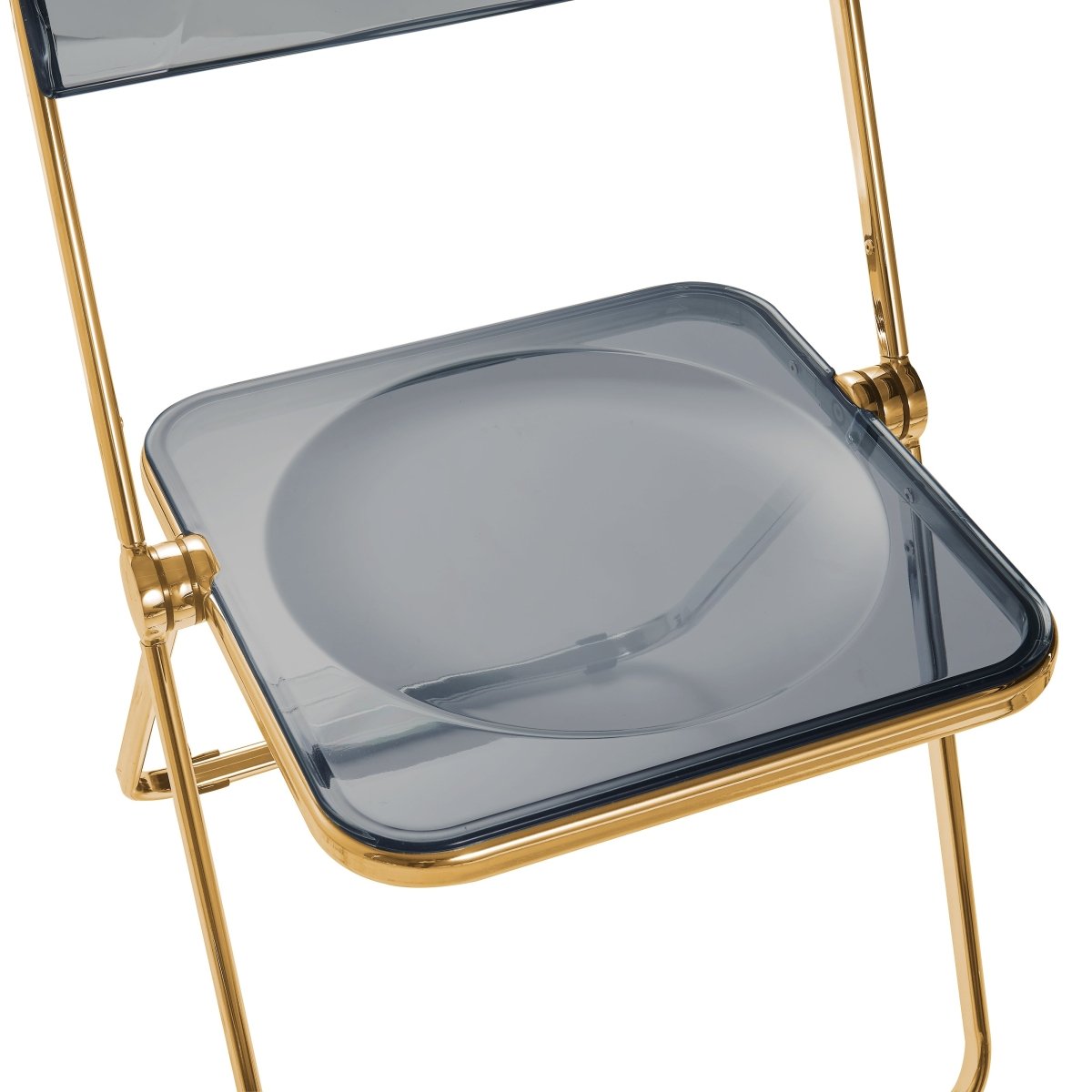 Lawrence Acrylic Folding Chair With Metal Frame Gold Transparent Black Folding Chair Leisuremod