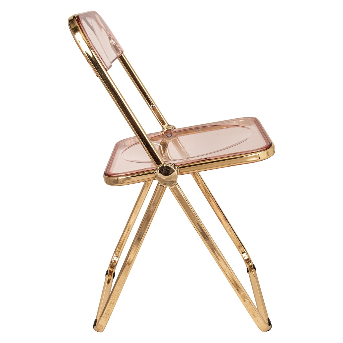 Lawrence Acrylic Folding Chair With Metal Frame Gold Rose Pink Folding Chair Leisuremod