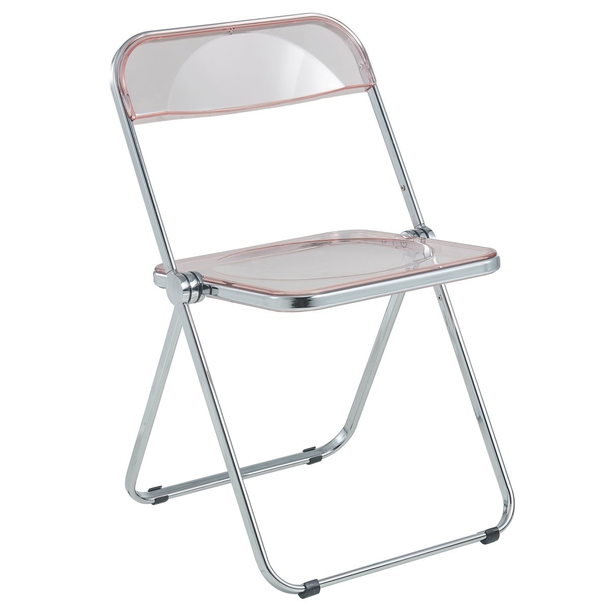 Lawrence Acrylic Folding Chair With Metal Frame Chrome Rose Pink Folding Chair Leisuremod