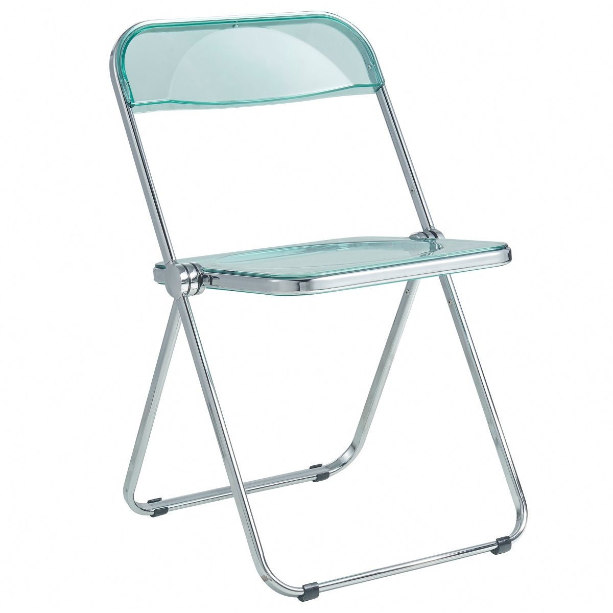 Lawrence Acrylic Folding Chair With Metal Frame Chrome Jade Green Folding Chair Leisuremod