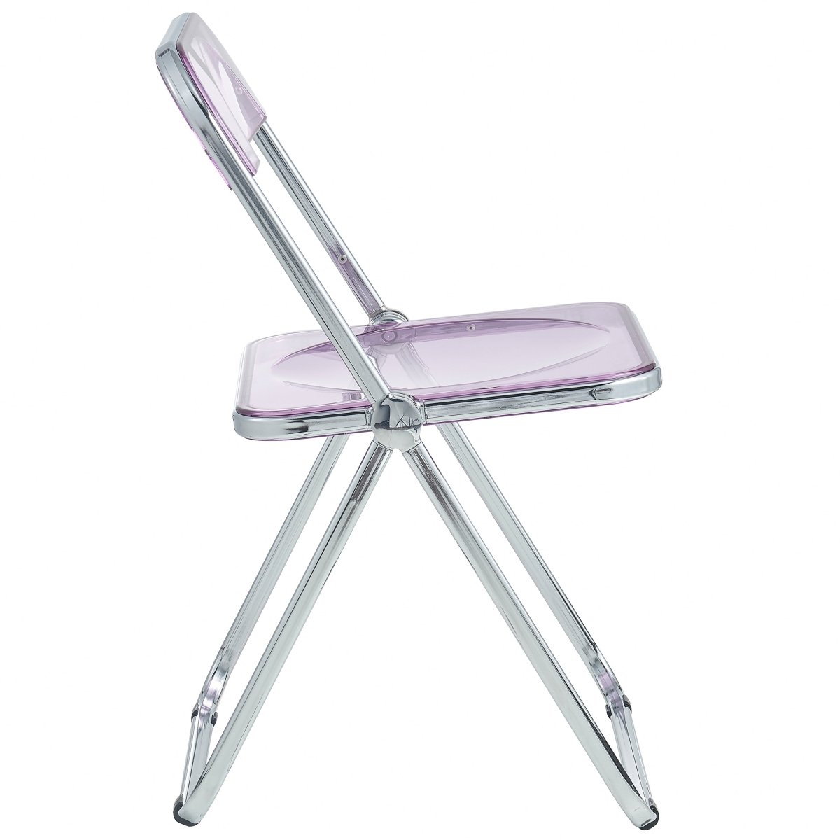 Lawrence Acrylic Folding Chair With Metal Frame Chrome Magenta Folding Chair Leisuremod