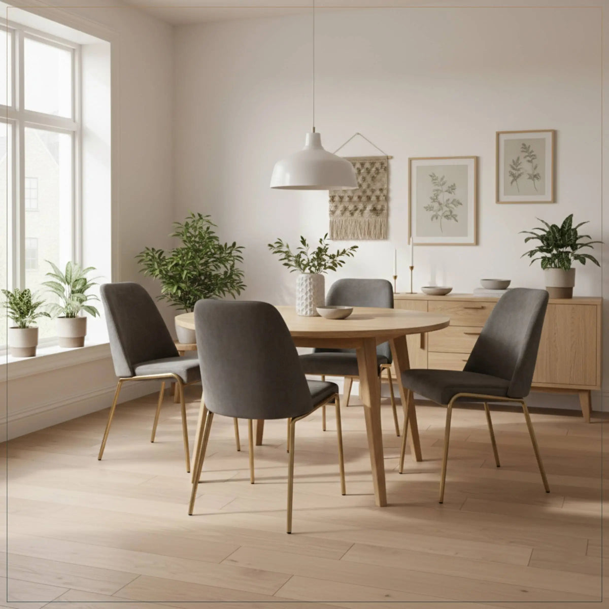 Lumen Modern Upholstered Dining Chair with Gold Steel Legs, Ergonomic Accent Chair