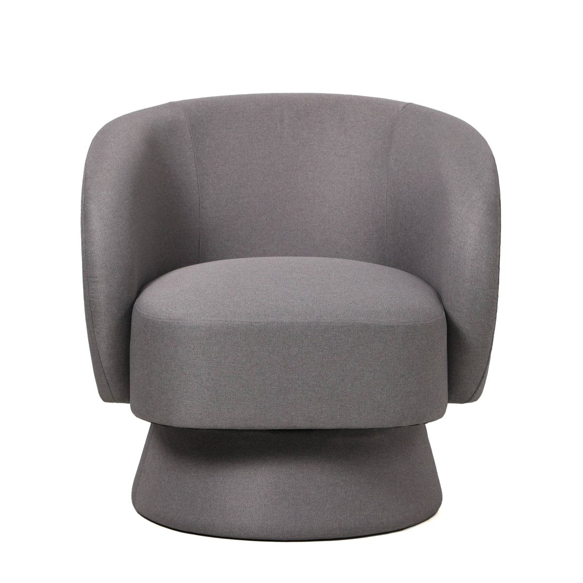 Raze Accent Chair Upholstered in Boucle/Linen/Velvet Armchair with Removable Round Base Grey Linen Accent Chair Leisuremod