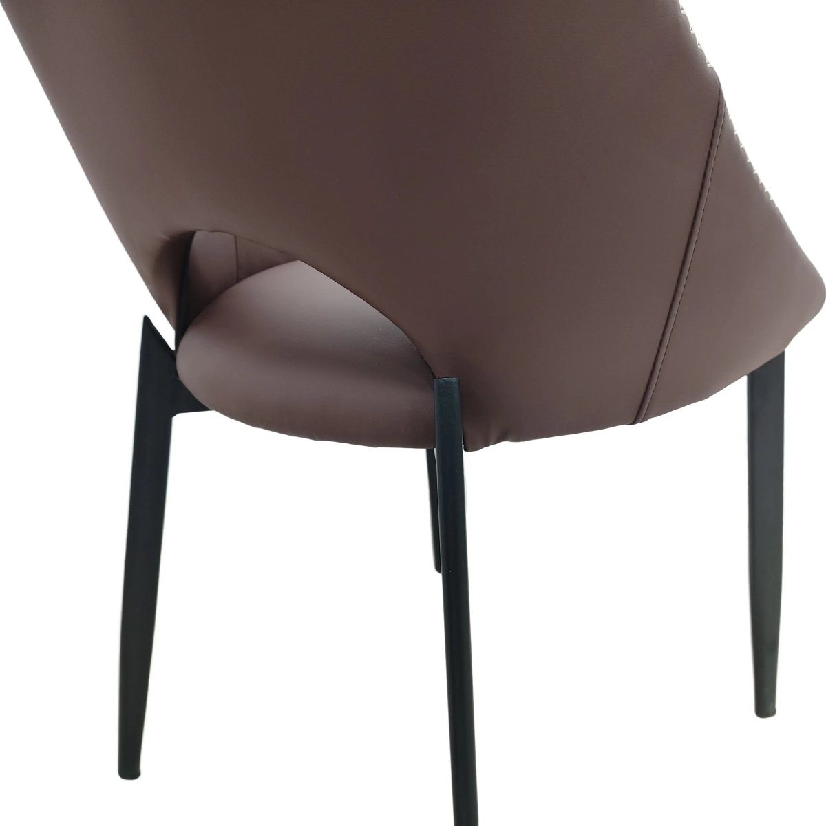 Amalfi Upholstered Dining Chair with a Curved Open Back Design in Black Iron Plum Purple CHAIR Leisuremod