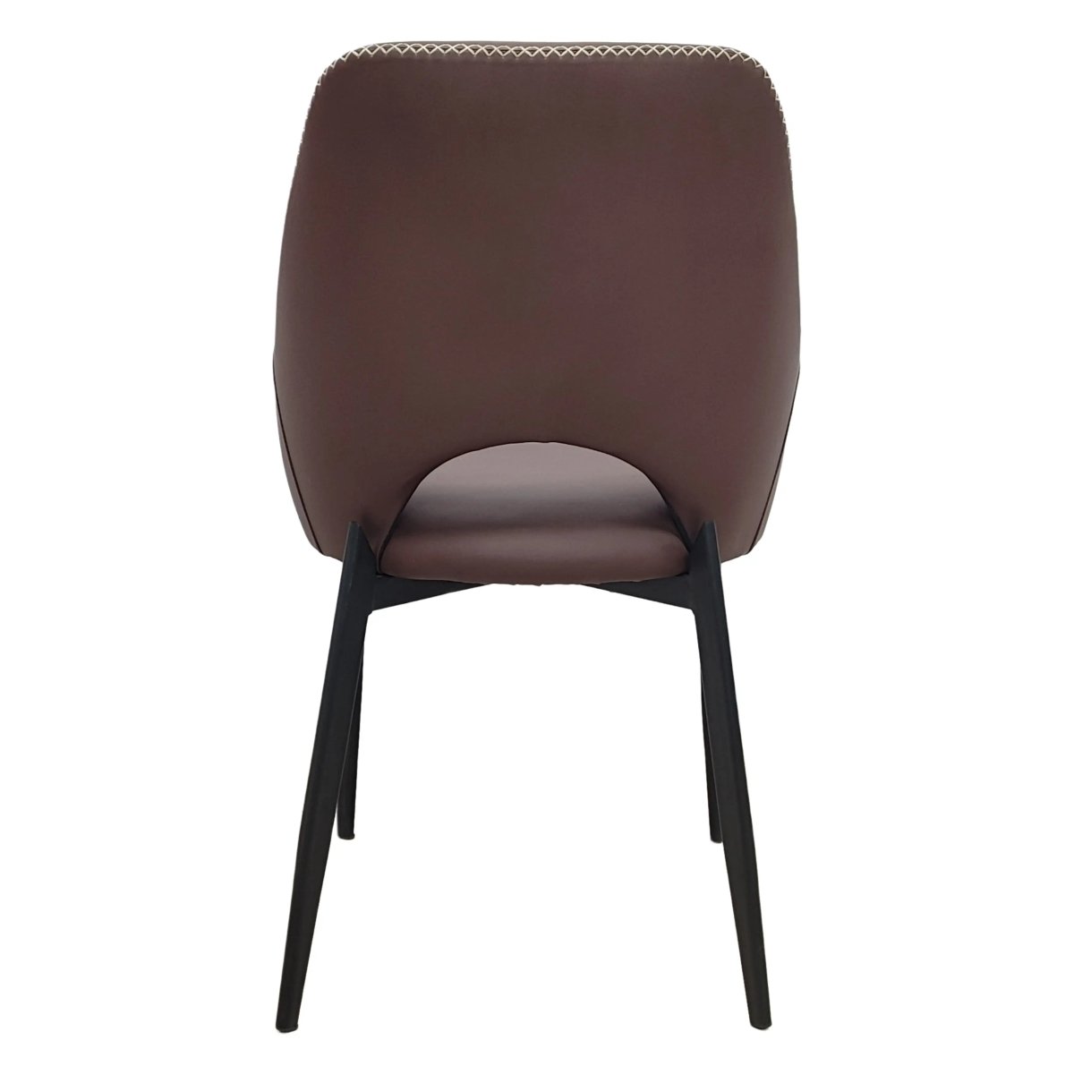 Amalfi Upholstered Dining Chair with a Curved Open Back Design in Black Iron Plum Purple CHAIR Leisuremod