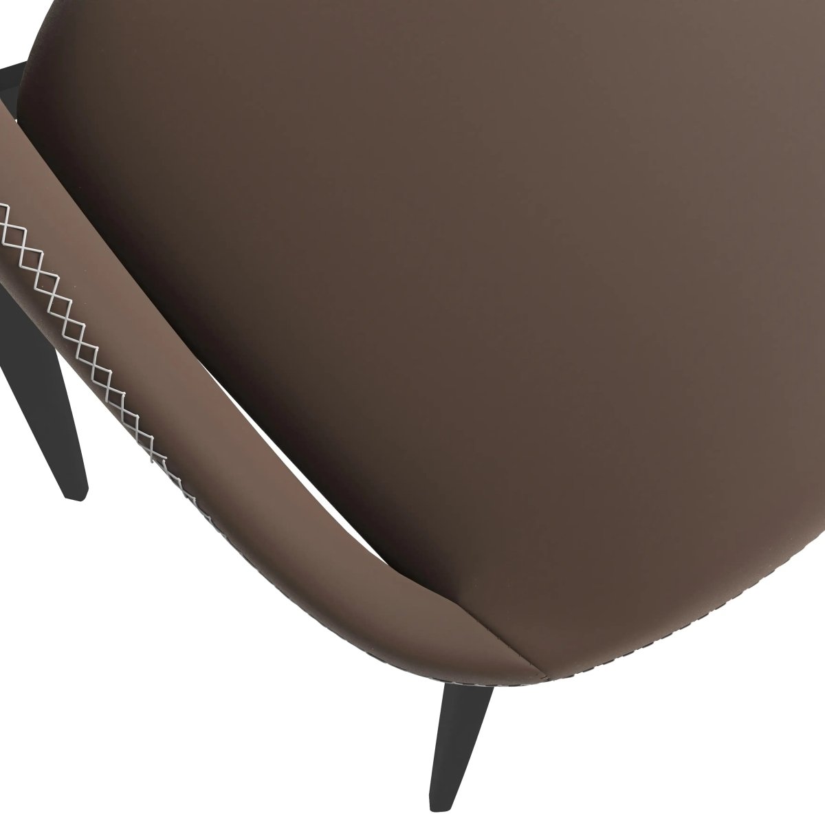 Amalfi Upholstered Dining Chair with a Curved Open Back Design in Black Iron Light Brown CHAIR Leisuremod