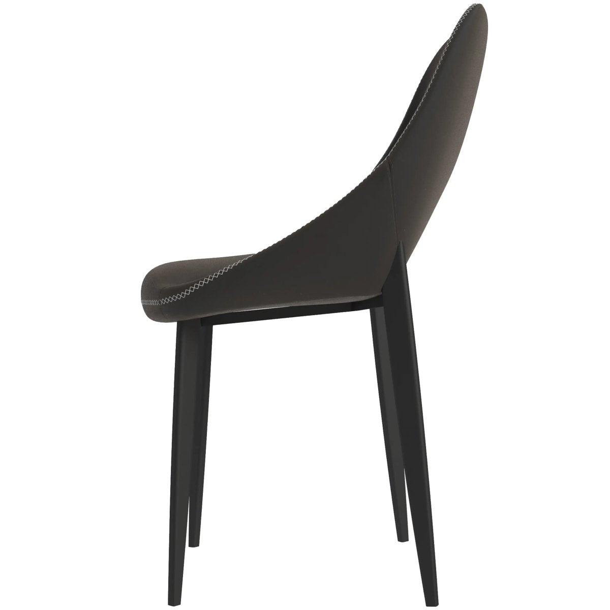 Amalfi Upholstered Dining Chair with a Curved Open Back Design in Black Iron Charcoal CHAIR Leisuremod