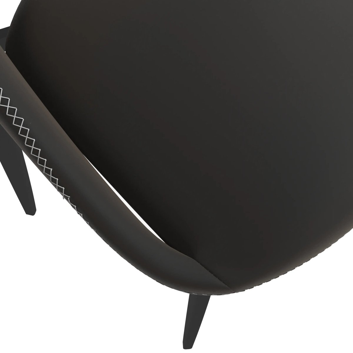 Amalfi Upholstered Dining Chair with a Curved Open Back Design in Black Iron Charcoal CHAIR Leisuremod