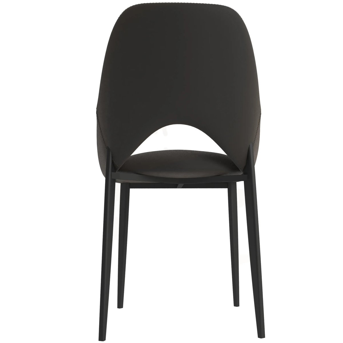 Amalfi Upholstered Dining Chair with a Curved Open Back Design in Black Iron Charcoal CHAIR Leisuremod