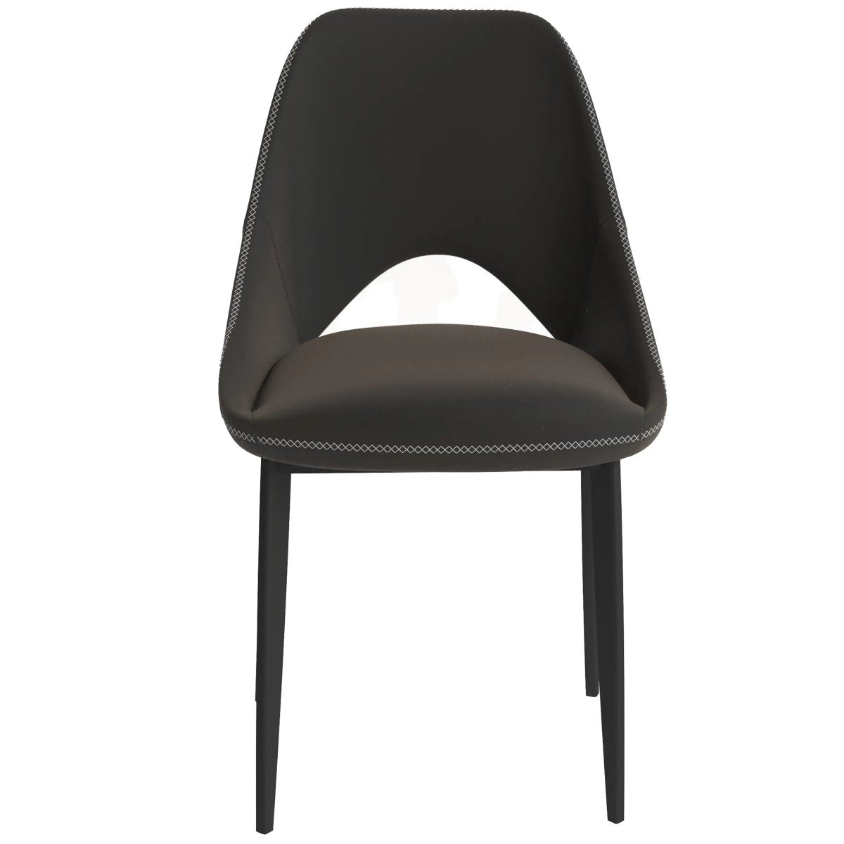 Amalfi Upholstered Dining Chair with a Curved Open Back Design in Black Iron Charcoal CHAIR Leisuremod