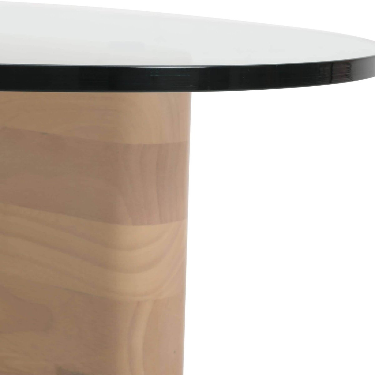 Imperial Triangular Coffee Table with a Glass Tabletop and Wood Base Natural Wood Coffee Table Leisuremod