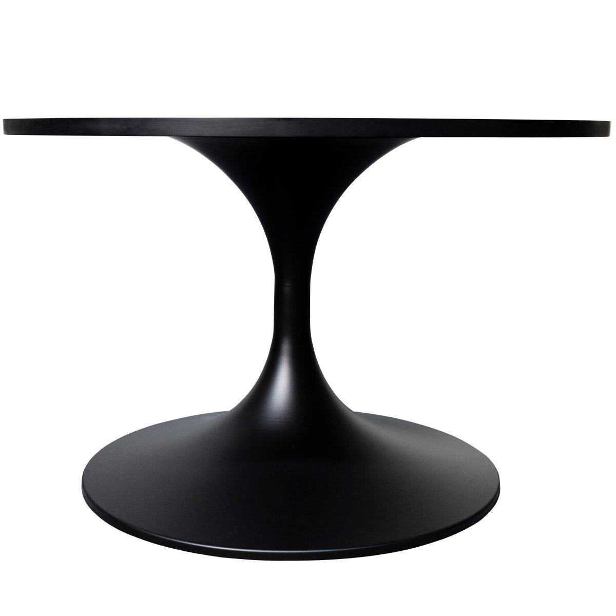 Verve Round Coffee Table with MDF/Resin/Sintered Stone Tabletop and Black Stainless Steel Base MDF 27 Inches Wide Black Marble Coffee Table Leisuremod