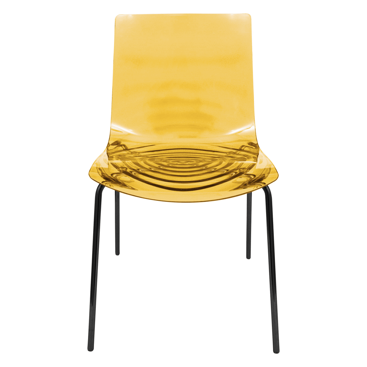 Astor Dining Chair Modern ABS Plastic Side Chair with Stainless-Steel Legs Orange Black Dining Chair Leisuremod