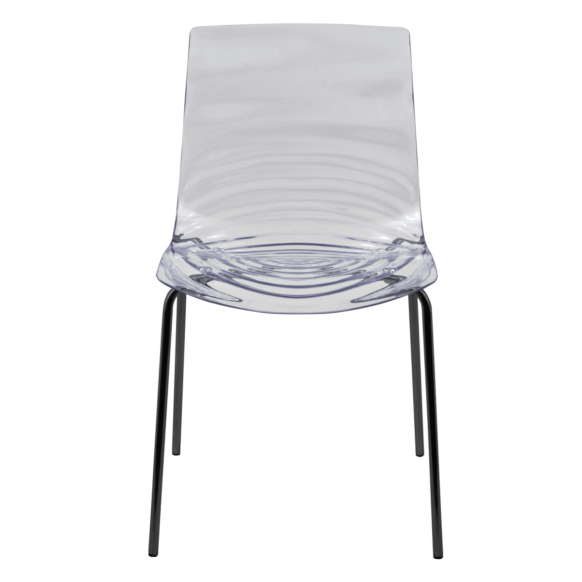 Astor Dining Chair Modern ABS Plastic Side Chair with Stainless-Steel Legs Clear Black Dining Chair Leisuremod