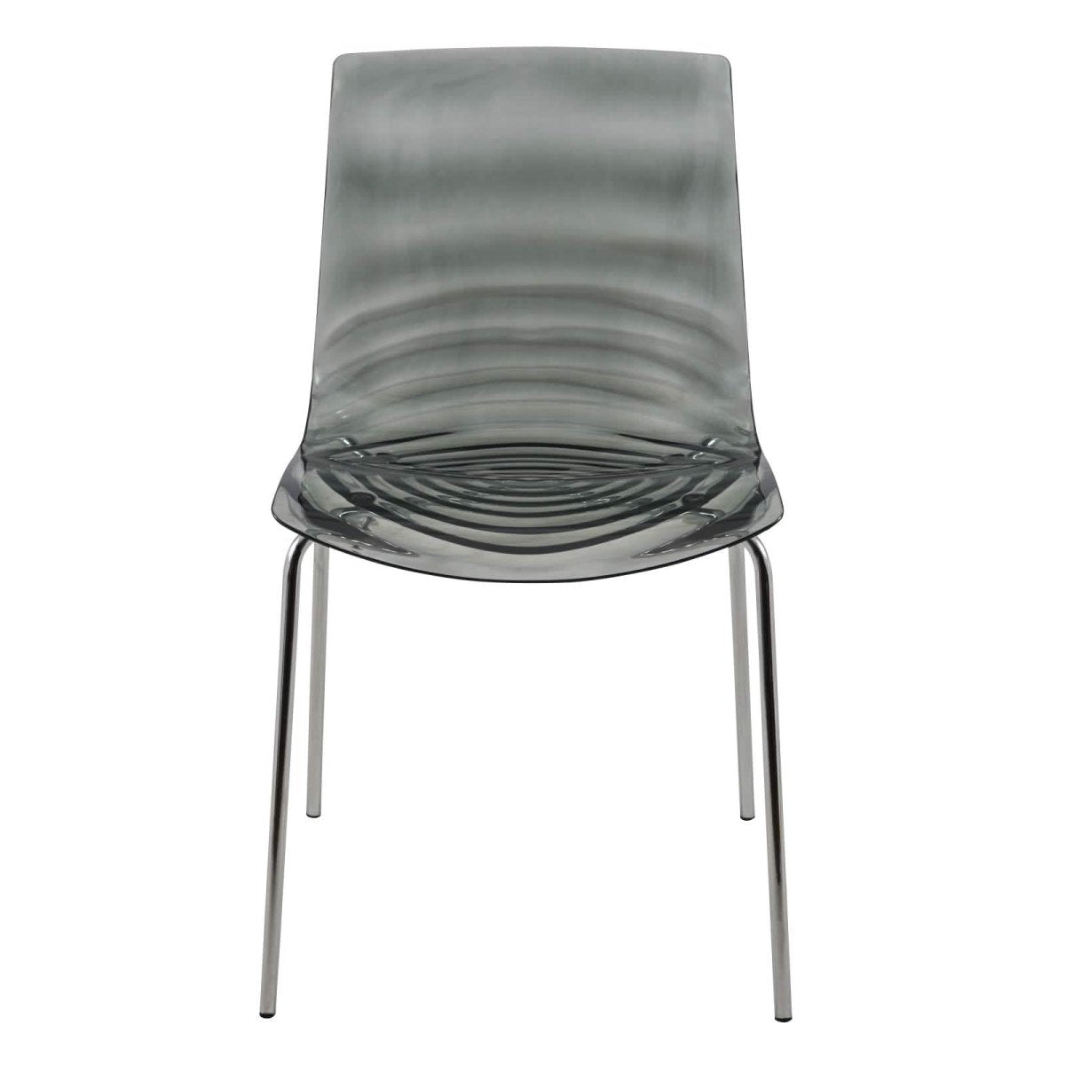 Astor Dining Chair Modern ABS Plastic Side Chair with Stainless-Steel Legs Transparent Black Chrome Dining Chair Leisuremod