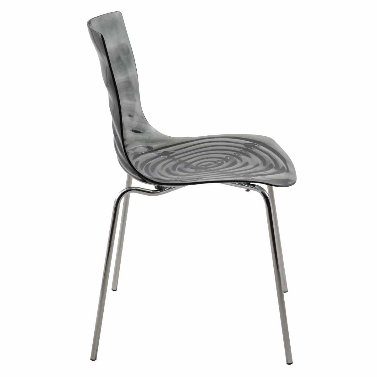 Astor Dining Chair Modern ABS Plastic Side Chair with Stainless-Steel Legs Transparent Black Chrome Dining Chair Leisuremod