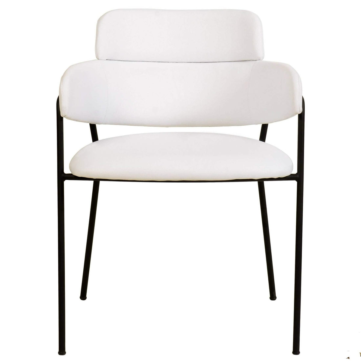Axis Upholstered Dining Chair with Curved Open-Back and Arms and Black/Gold Stainless Steel Legs Black Polyester White Dining Chair Leisuremod