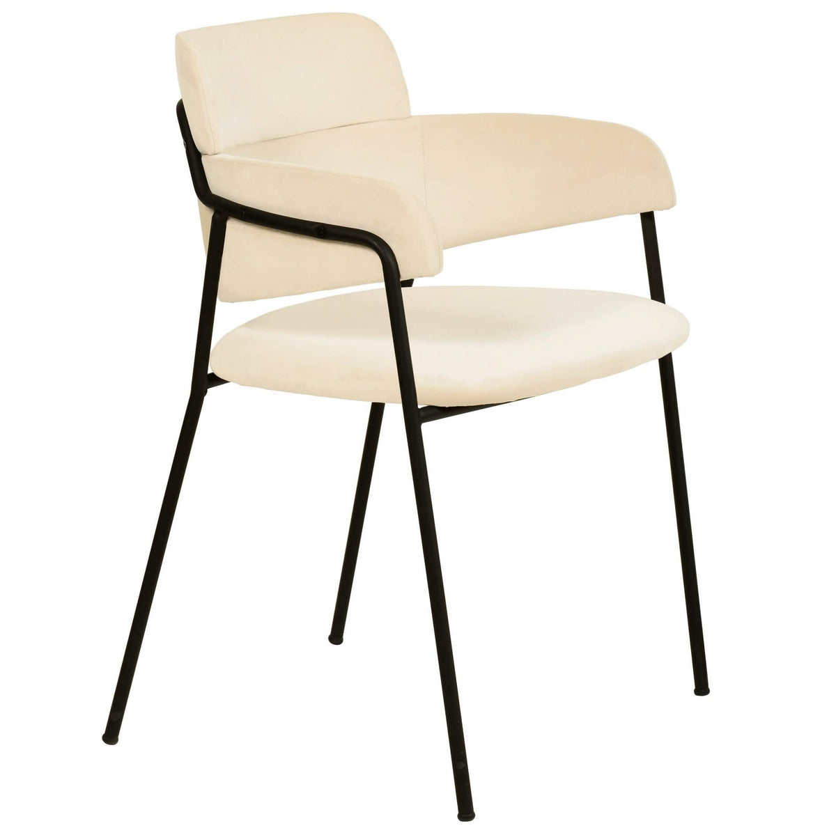 Axis Upholstered Dining Chair with Curved Open-Back and Arms and Black/Gold Stainless Steel Legs Black Velvet Beige Dining Chair Leisuremod