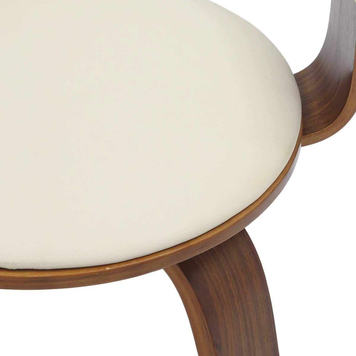 Brivo Modern Wooden Dining Chair With Walnut Color Frame Cream Dining Chair Leisuremod